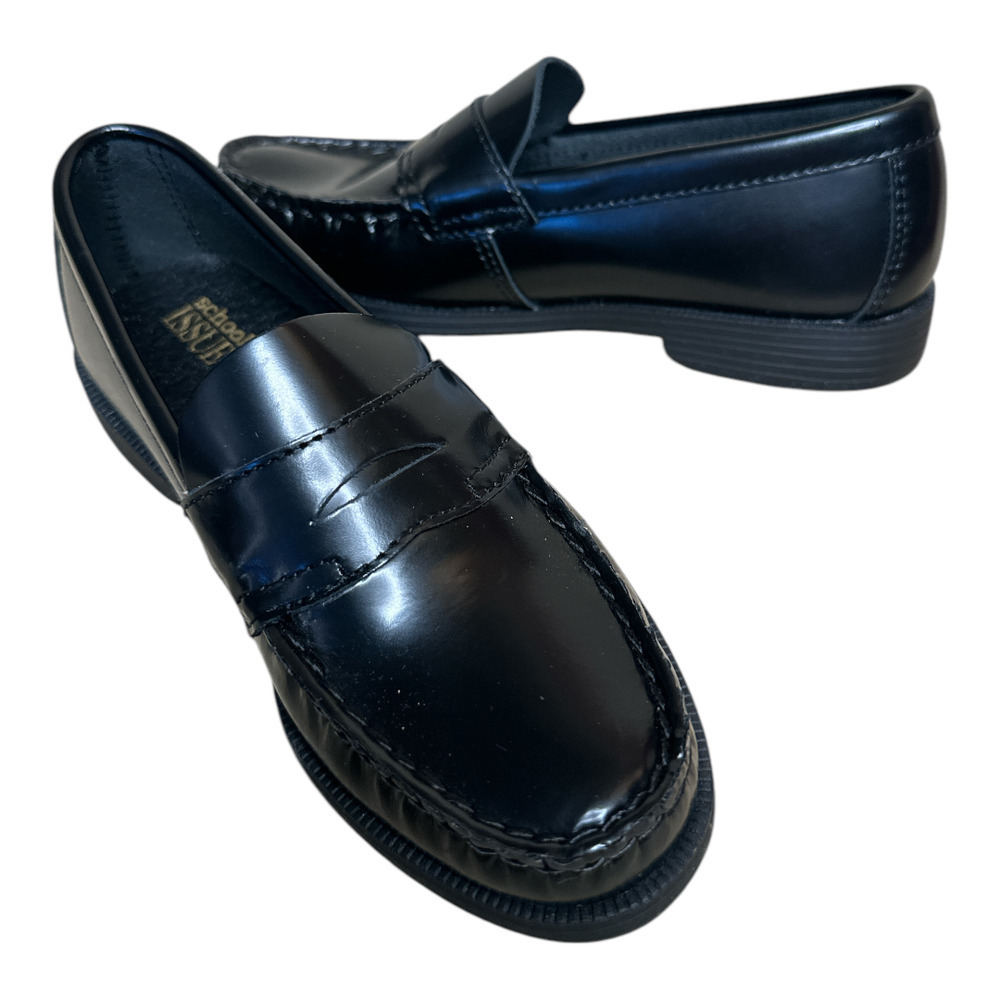 School Issue Black Leather Simon Penny Loafers Dress Shoe Youth Size 13.5M NWOB